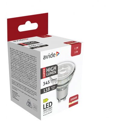 Avide LED Spot Alu+plastic 2.5W GU10 WW Super High Lumen (ABGU10WW-2.5W)