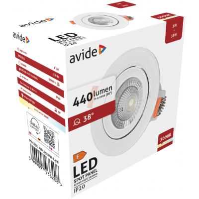 Avide LED Beépíthető Spot 38° Kerek 5W WW (ALDLS38WW-R-5W )