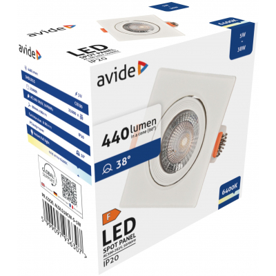 Avide LED Beépíthető Spot 38° Négyzetes 5W CW (ALDLS38CW-S-5W)