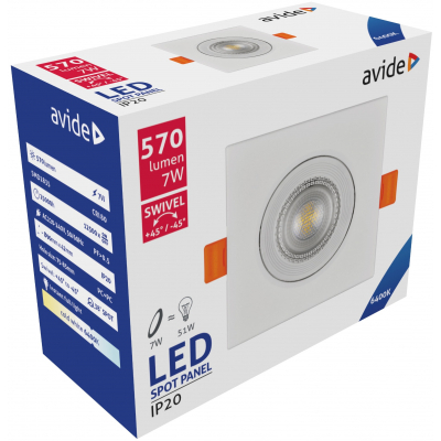Avide LED Beépíthető Spot 38° Négyzetes 7W CW (ALDLS38CW-S-7W )
