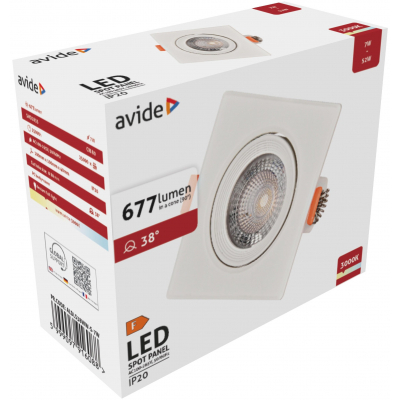 Avide LED Beépíthető Spot 38° Négyzetes 7W WW (ALDLS38WW-S-7W) 