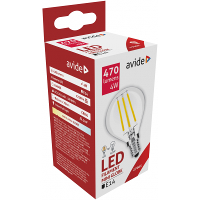 Avide LED Filament Mini Globe 4W E14 WW (ABLFMG14WW-4W)