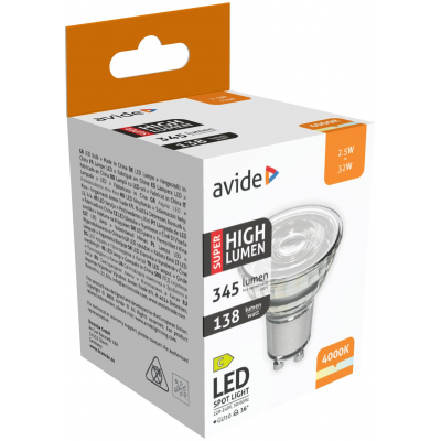 Avide LED Spot Alu+plastic 2.5W GU10 NW Super High Lumen (ABGU10NW-2.5W)