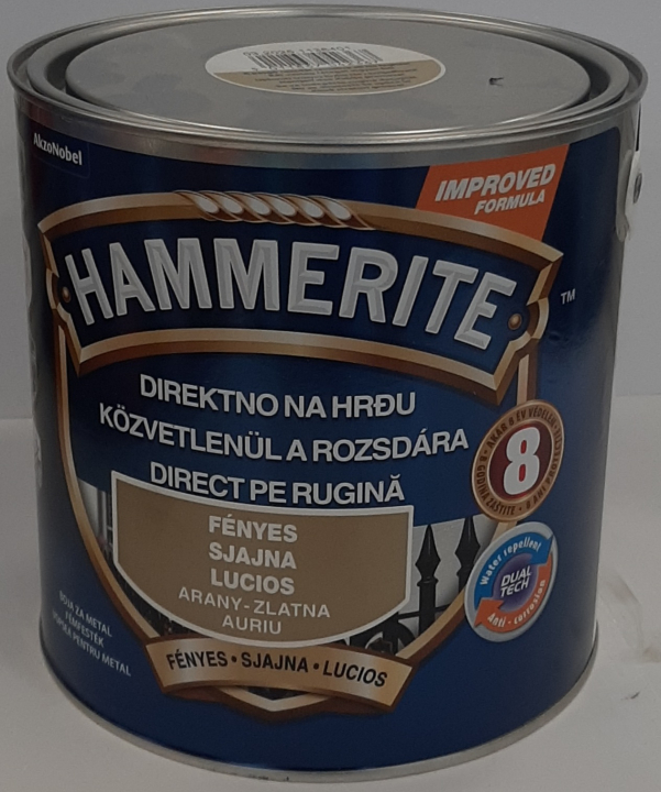 HAMMERITE FÉMFESTÉK 0,75L FÉNYES ARANY hammerite1