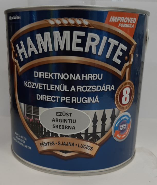 HAMMERITE FÉMFESTÉK 0,75L FÉNYES EZÜST hammerite2