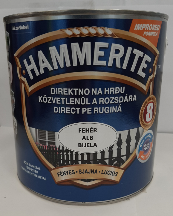 HAMMERITE FÉMFESTÉK 0,75L FÉNYES FEHÉR hammerite3