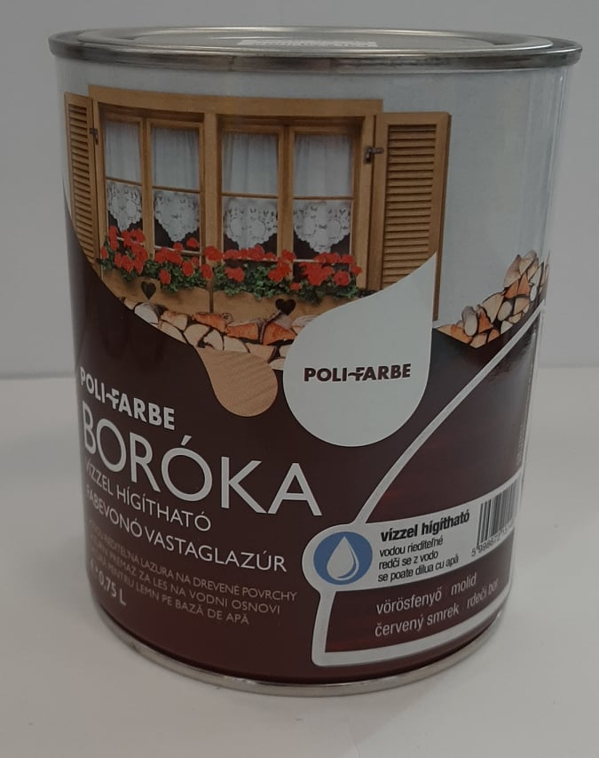 POLI-FARBE BORÓKA - VASTAGLAZÚR - VÖRÖSFENYŐ 0,75L boroka4