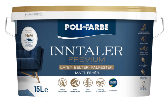 Poli Farbe Inntaler Prémium Beltéri Falfesték Fehér 15L