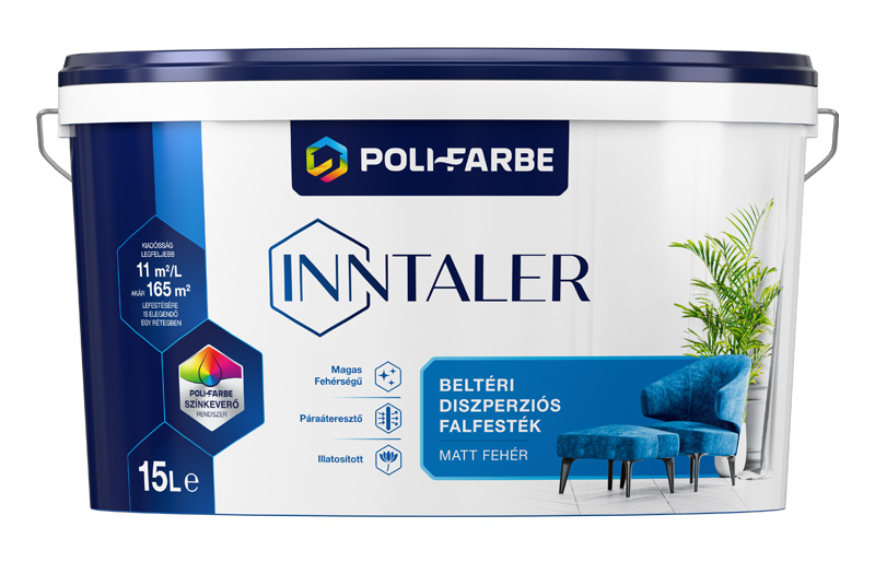 Poli Farbe Inntaler Beltéri Diszperziós Falfesték Fehér 4L