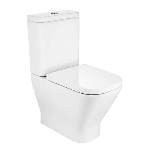 Roca - The Gap square kompakt, falhoz illeszkedő, porcelán, rimless, monoblokkos WC, alsó/hátsó kifolyású - A34273700H