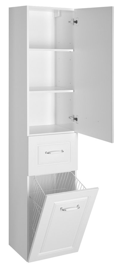 Aqualine FAVOLO Állószekrény szennyestartóval, 40x184x31cm, matt fehér (FV180)