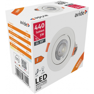 Avide LED Beépíthető Spot 38° Kerek 5W NW (ALDLS38NW-R-5W)