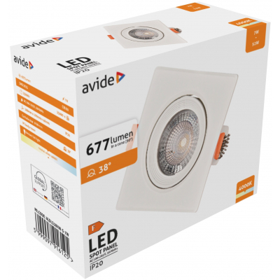 Avide LED Beépíthető Spot 38° Négyzetes 7W NW (ALDLS38NW-S-7W) 