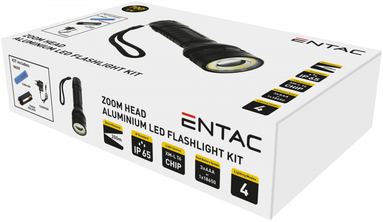 Entac Elemlámpa Fókuszálható Alu 8W (EFL-ZOOM-8W-ALU)