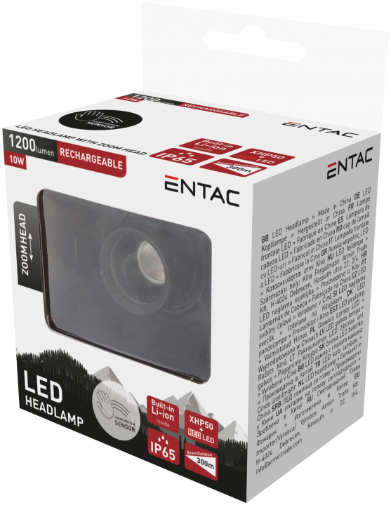 Entac fejlámpa Fókuszálható Szenzoros 10W XHP50+RED (EHL-ZH-10W-R)
