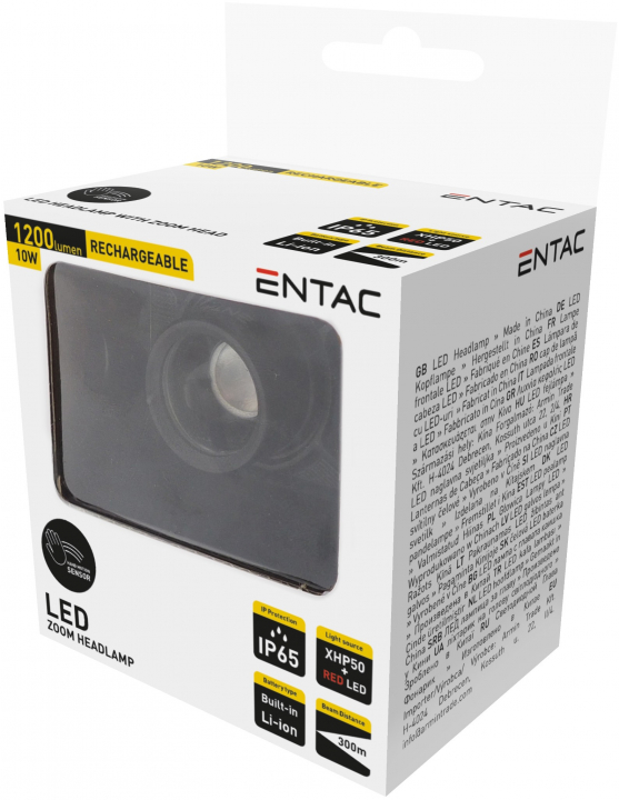 Entac fejlámpa Fókuszálható Szenzoros 10W XHP50+RED (EHL-ZH-10W-R)
