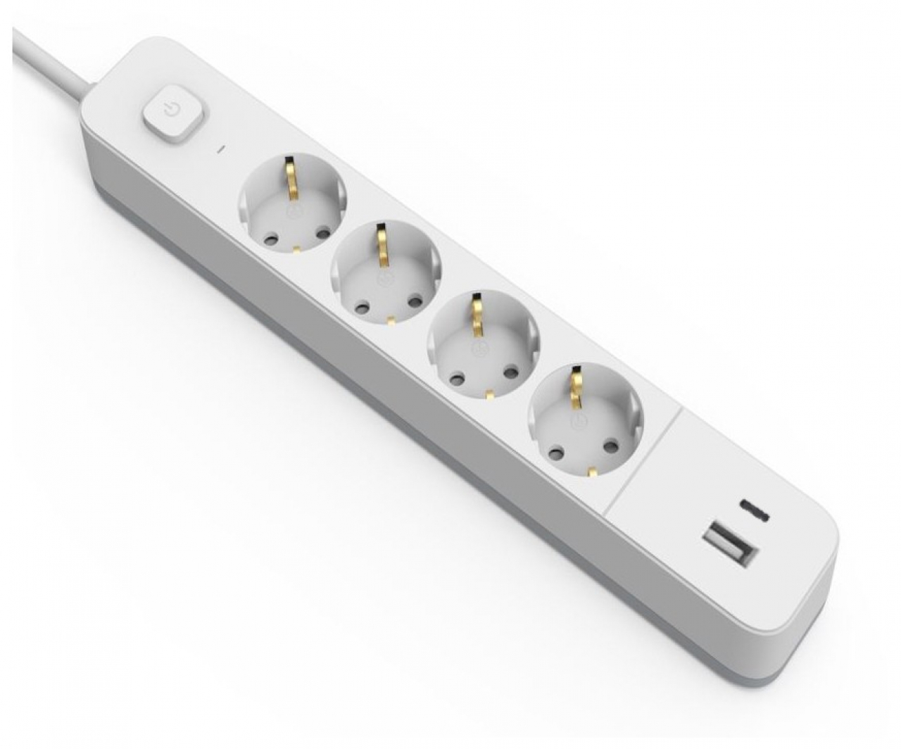 Entac D2 Elosztó 4 Foglalat Kapcsolóval 1xUSB-A + 1xUSB-C (ESES1.5G4-1.5-SW-1UA1UC)