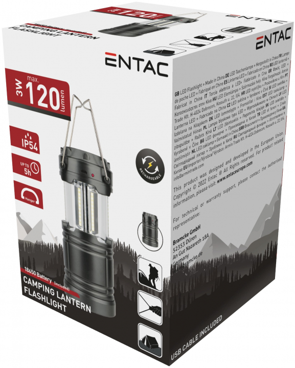 Entac Kempinglámpa Napelemes Plasztik 5v - 18650 tart. (ECL-SOLAR-PLM)