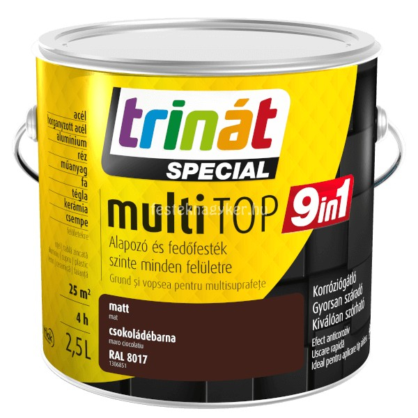 Trinát Multitop 9in1 Alapozó és fedőfesték csokoládébarna 0,75L 	000AR6
