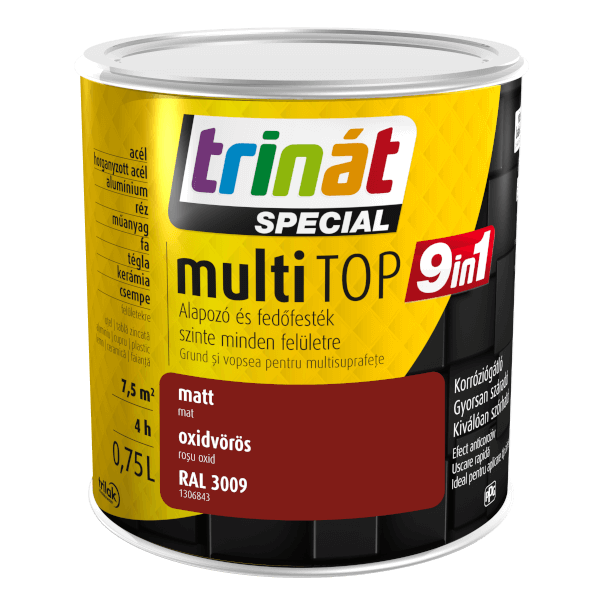 Trinát Multitop 9in1 Alapozó és fedőfesték oxidvörös 0,75L 000AR8