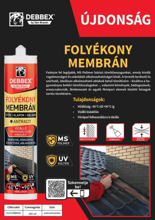 Den Braven Folyékony membrán 290 ml Antracit Szürke 31371DBXHU