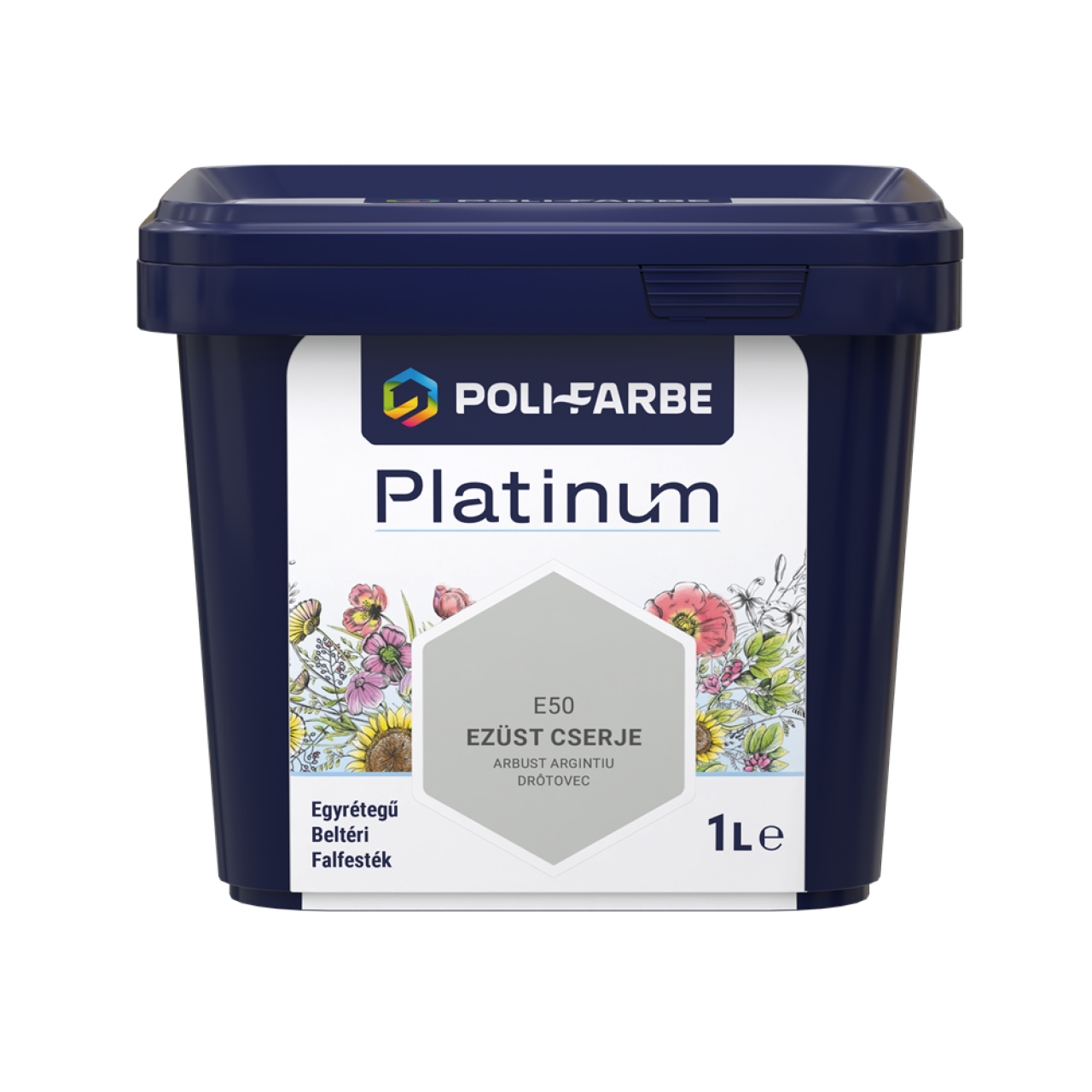 PLATINUM SZÍNES BELTÉRI 1L E50 DISZP FALFESTÉK EZÜST CSERJE 1010101102